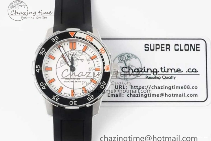 MIROTIME 0120 Aquatimer Automatic SS RSF 1:1 Best Edition White Orange Dial on Black Rubber Strap A Supportive 7069